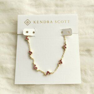 Kendra Scott Haven Heart Strand Necklace Pink Crystal Gold
